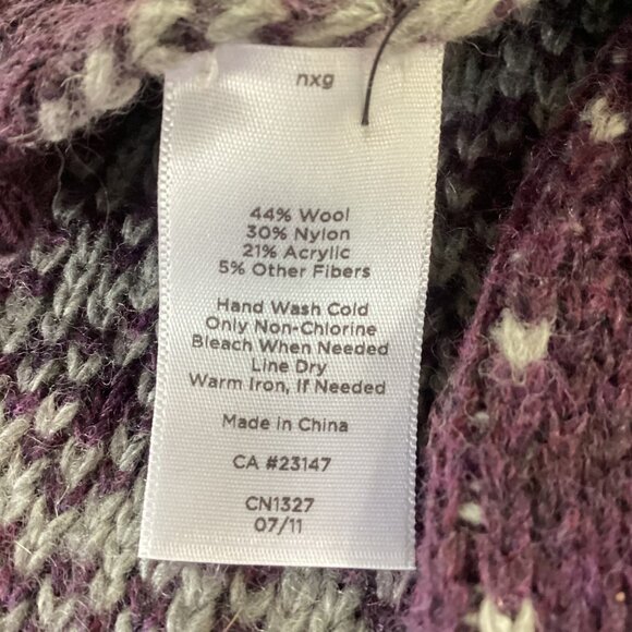 NWT Talbots Knit Hat & Scarf Set Purple Pattern Wool Blend - Picture 4 of 11